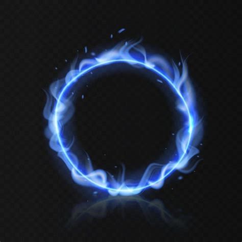 Premium Vector Blue Fire Ring Realistic Burning Circle Round Fiery