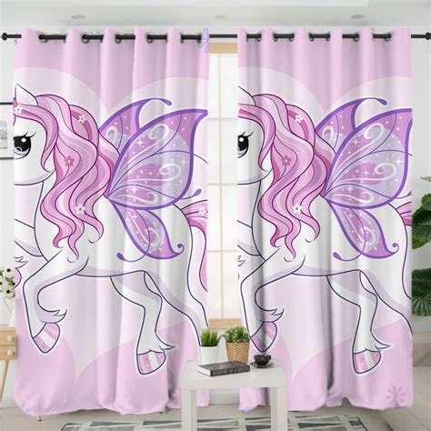 Pink Winged Unicorn Curtains Unilovers