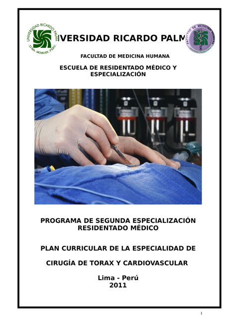 Plan Curricular Cirug A De Torax Y Cardiovascular Universidad Ricardo