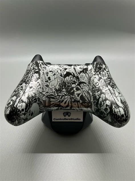 Custom Xbox Series X S Controller Hydro Dipped Silver Tattoo Skulls