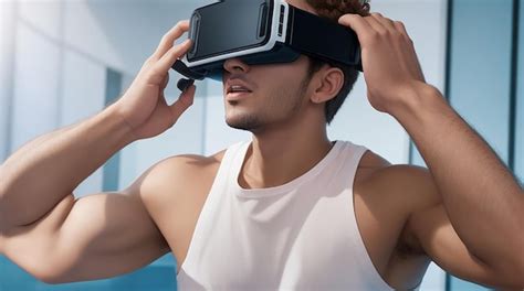 Premium Ai Image Full Shot Man Experiencing Virtual Reality