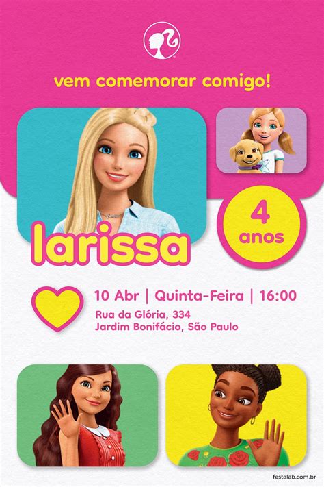 Criar Convite De Anivers Rio Convite Barbie Festalab