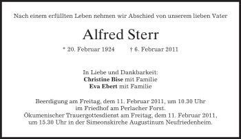 Traueranzeigen Von Alfred Sterr Trauer Merkur De