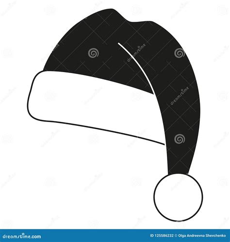 Black And White Christmas Hat Silhouette Stock Vector Illustration Of