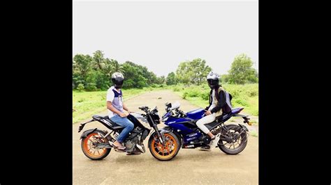 Yamaha R V Vs Ktm Duke Drag Race Top End Battle Youtube