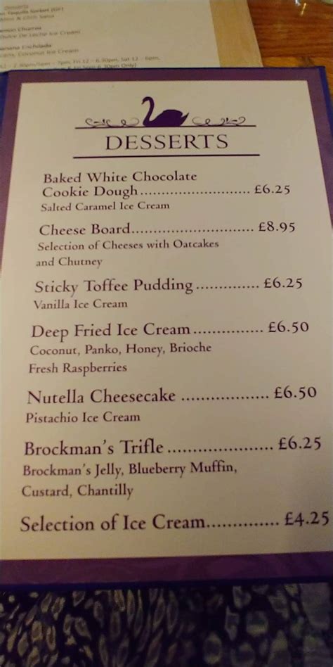 Menu at The Swan Inn pub & bar, Glasgow