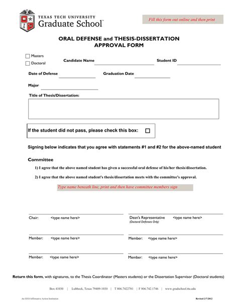 ORAL DEFENSE And THESIS DISSERTATION APPROVAL FORM Committee