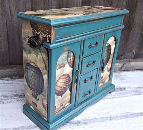 Hot Air Balloons Box Jewellery Armoire Vintage Jewelry Box Shabby