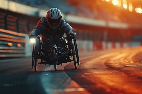 Premium Photo Competition Sports Wheelchair Racing In Motion Blur