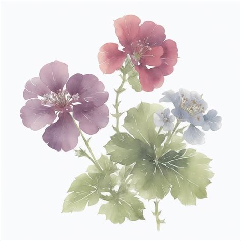 Ilustra O De Flores De Ger Nio No Estilo De Aquarela Em Um Fundo