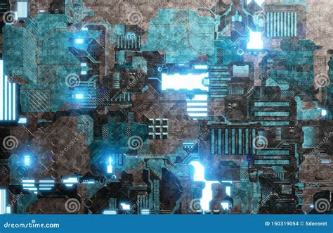 Fondo Azul Futurista Del Panel De La Tecnolog A Con Las Porciones De