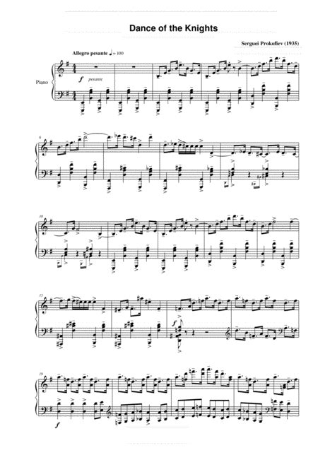 Dance Of The Knights Cello Sheet Music