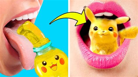 Pokemon One Color Food Challenge Funny Food Hacks And Color Snacks