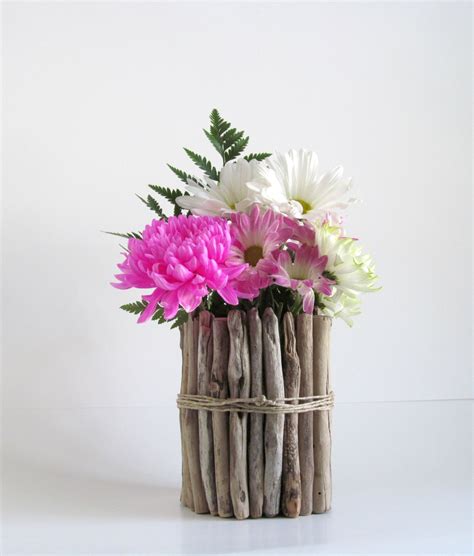 Round Driftwood Vase Driftwood Centerpiece Wedding Etsy