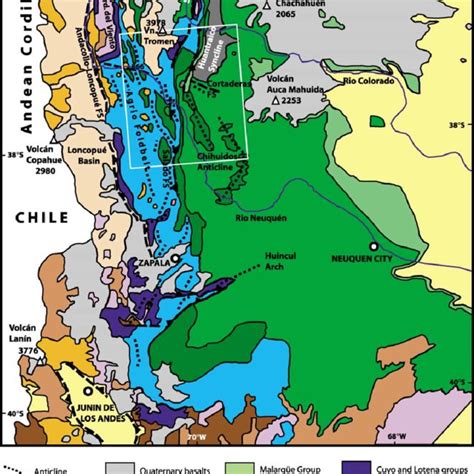 Geological map of Neuquén Basin Neuquén Province FS denotes a fault