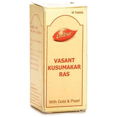 Dabur Vasant Kusumakar Ras With Gold Pearl Tablet 30 Uses Price