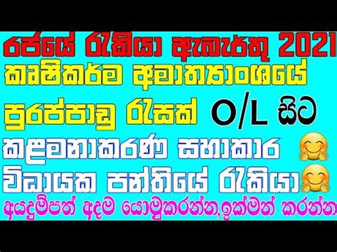 Rajaye Rakiya Abarthu Government Job Vacancies In Sri Lanka 2021 Job In