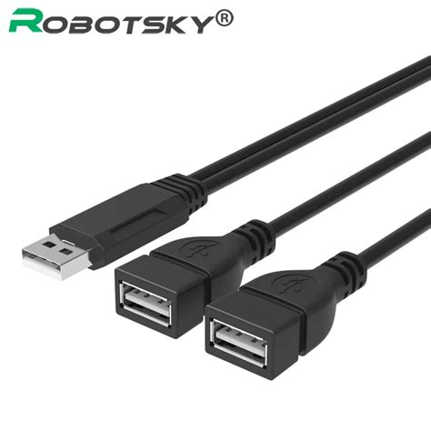 USB 2.0 Male To Dual USB Female Charger Data Sync Cable Adapter USB ...