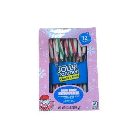 Jolly Rancher Fruit Smoothie Assorted Fruit Flavored Christmas Candy Canes 5 28 Oz 12 Pieces