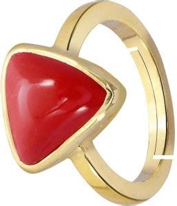 Chirag Gems Unheated Coral Munga Adjustable Ring Stone Original