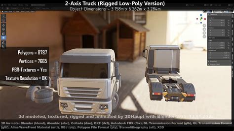 3d Model 2 Axis Truck Rigged Low Poly Version Vr Ar Low Poly Cgtrader