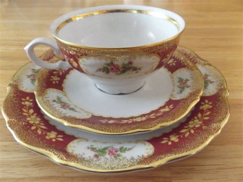 Vintage Bavarian China Germany Winterling Trio Set Gold Trim Cup