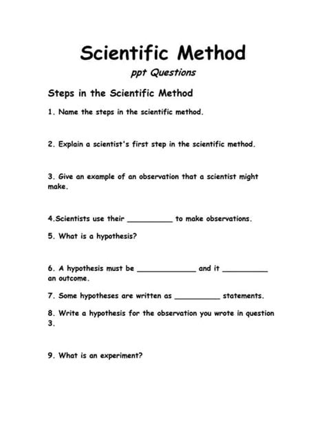 Scientific Method Pdf Worksheets Library