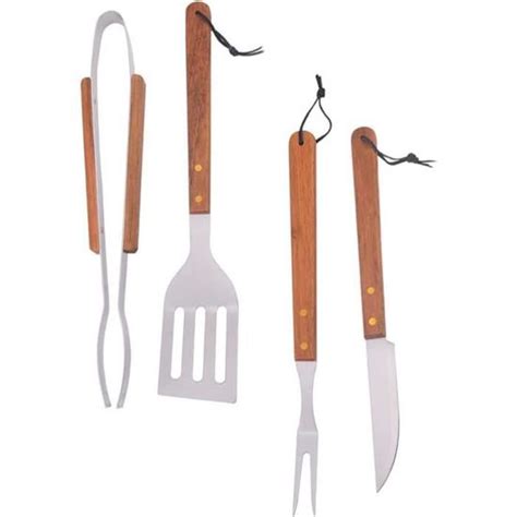 Barbecue Outils Bois Poign Es Ensemble De Gril Barbecue Ustensiles