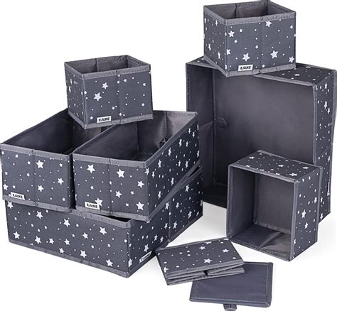 Set Van 8 Opvouwbare Opbergdozen Stoffen Lade Organizer Voor Ondergoed