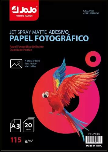 Folha Papel Fotografico Adesivo G Matte Fosco A Jojo