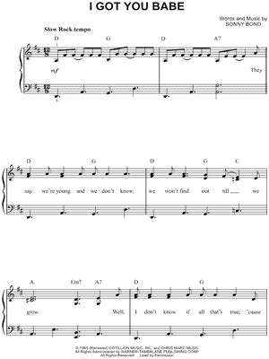 I Got You Babe Sheet Music Arrangements Available Instantly Musicnotes
