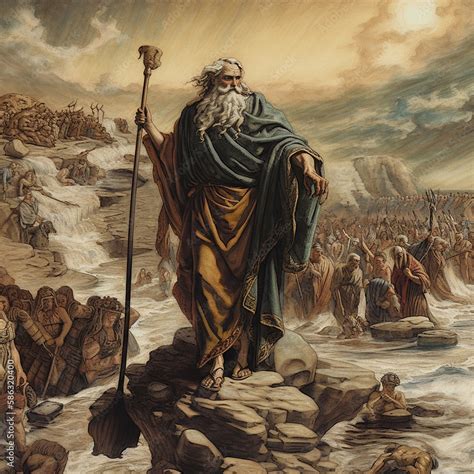 Exodus Of The Bible Moses Crossing The Red Sea With The Israelites