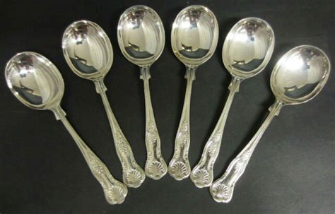 VINTAGE SET OF 6 SILVER PLATED KINGS PATTERN SOUP SPOONS EPNS A1 EBay