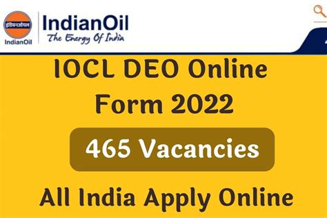 IOCL DEO Online Form 2022 Apply Online For 465 Apprentice Posts And