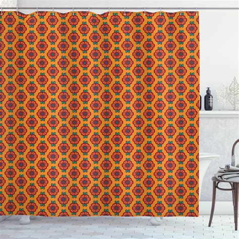 Burnt Orange Shower Curtain Abstract Flourishing Nature Pattern With