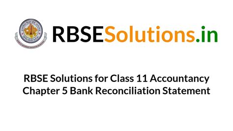 Rbse Solutions For Class Accountancy Chapter Bank Reconciliation