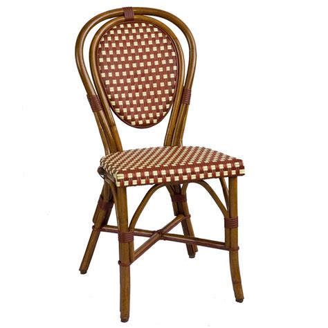 Parisian Rattan Chair Burgundycream Sq Set Of 2 Bistro Patio