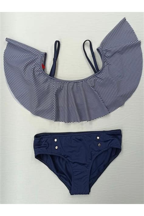 Kom Çizgili Fırfırlı Bikini Takımı Fiyatı Yorumları Trendyol