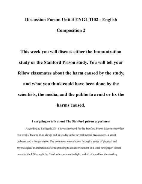 Discussion Forum Unit 3 ENGL 1102 Discussion Forum Unit 3 ENGL 1102