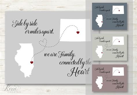 State Map Print Side By Side Or Miles Apart Long Distance Etsy