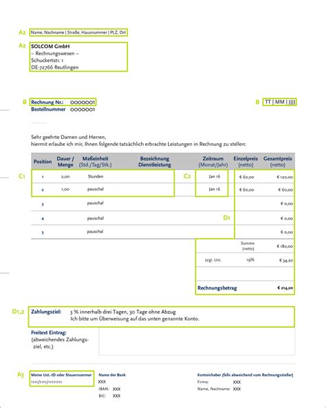 Pflichtangaben Rechnung 14 Ustg Muster