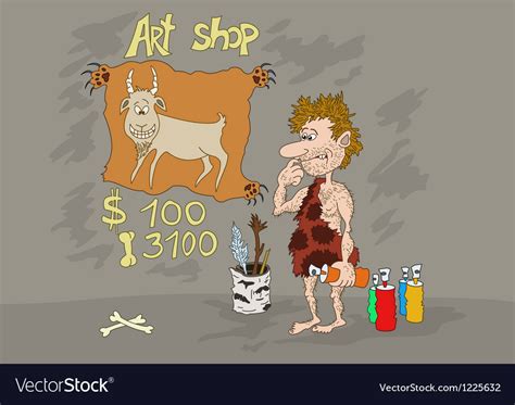 Stone age art shop Royalty Free Vector Image - VectorStock