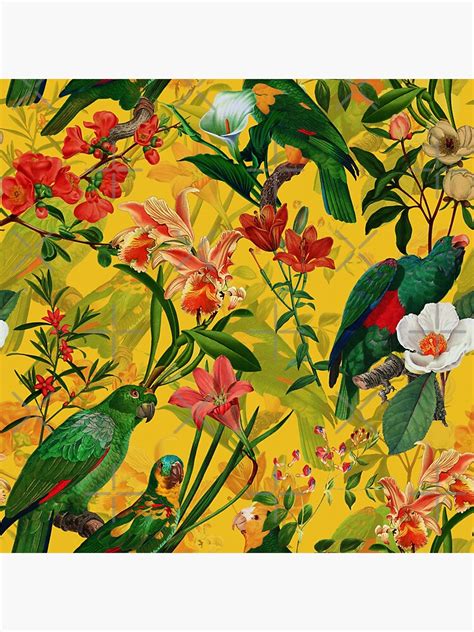 Vintage Yellow Tropical Bird Jungle Garden Sticker By UtArt Redbubble