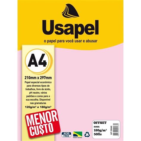 Papel Offset A K G Rosa Folhas Em Pacote Up Usapel