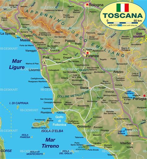 Map Of Tuscany Toscana State Section In Italy Welt Atlasde