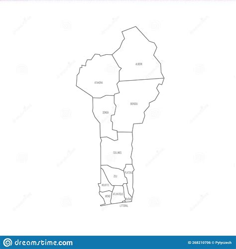 Benin Political Map Of Administrative Divisions Stock Vector