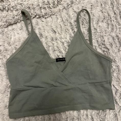 Rare Sage Green Brandy Melville Amara Wrap Tank Depop