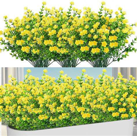 Sinhoon Bundles Outdoor Artificial Flowers Uv Resistant Fake Boxwood