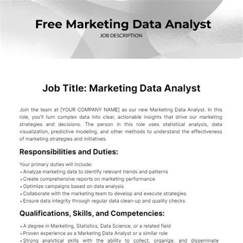 Marketing Data Analyst Job Description Template Edit Online And Download Example