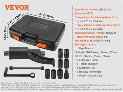 Vevor Llave Multiplicadora De Torque Multiplicador De Fuerza Mm